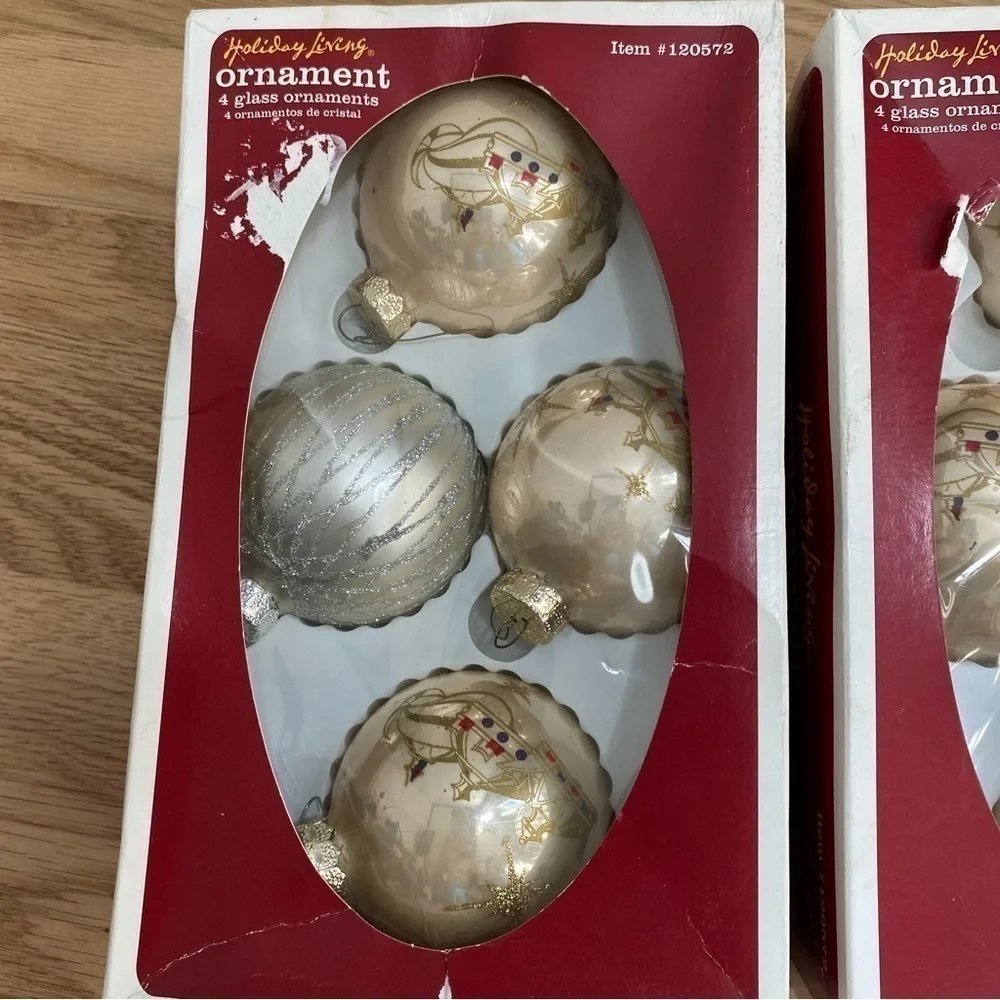 Vintage Glass Ball Ornaments Made in USA Three Kings Christmas Gold Silver